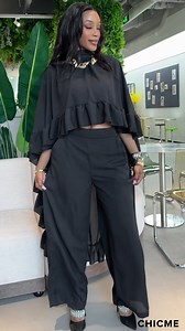 That flowy top and comfy pants combo 🤍 Perfect for travel days, brunch, or casual outings. Shared the link quietly here 🤎 https://us.chicmeonline.com/amazon/YFvnsO #ruffletop #widelegpants #twopiecefashion #weekendstyle #amazonfinds | ChicMe