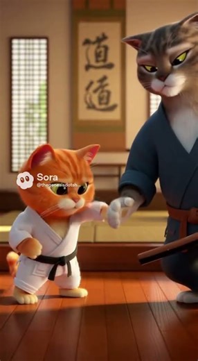 Karate Kitten?! 🐱🥋 The Cutest Ninja in Training! #cuteanimals #funny #animatedanimal #cat