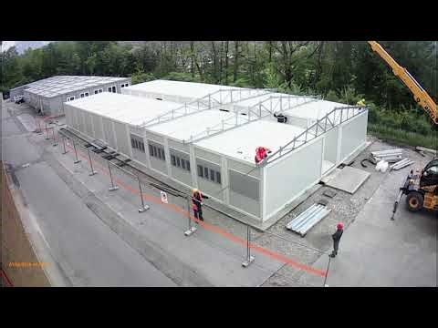 40-Second Time-Lapse: Building a Roof Over a Relocatable Modular School