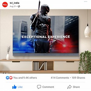 91K views · 342 reactions | Ride on a different thrill with the revolutionary #MiniLED technology and make every visual come to life! #TCL Mini LED #QLED #4K TV C825 Explore the range at: https://bit.ly/TCLQLED-4KTV | TCL Electronics | Facebook
