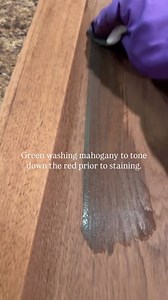 1.6M views · 9.3K reactions | It surprised many of my followers that I was using a green wash on this mahogany wood ahead of staining last night! I received so many comments and questions about it! It works because they’re opposite each other on the color wheel! And, the green wash is simply green paint diluted with water!  #furnituremakeover #FurnitureFinds #paintwash #colorwheel #mahogany #redwoods | Deer Run Vintage Company | Facebook