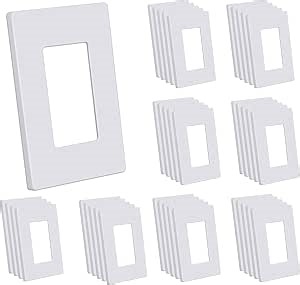 CML Screwless Wall Plates, 40 Pack Decorator Light Switch Covers, 1-Gang Decor Outlet Switch Plate, Standard Size 2.91”x4.68”, Impact Resistant, White
