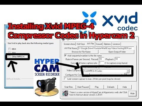 Install Xvid MPEG-4 Video Compressor Codec in Hypercam 2