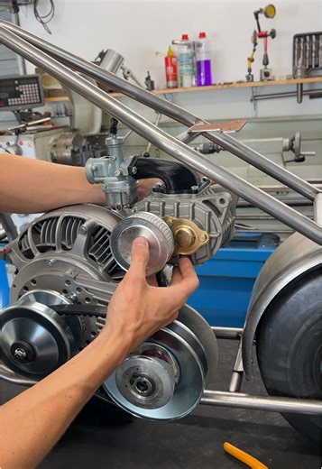 Using Tape to Measure Blower Drive Belt for Minibike