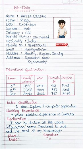 How to Write Bio Data in English #biodata #shorts #viral