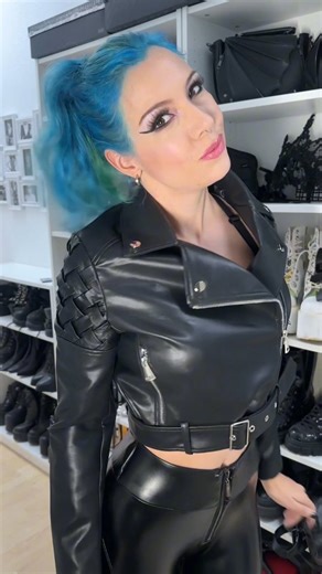 Celene Nox on Instagram: "Found this trend called "shiny" and was confused that no one looked shiny. 🥲 Here to change that. 😜 #shiny Werbung / new crossover leather jacket + pants by @pairadize / get 10% off in October with "Celene-otb10""