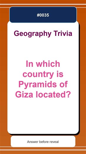 Geography Trivia Quiz #0035 | In which country is Pyramids of Giza located?