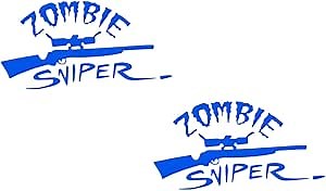 2 Pack - Zombie Sniper - Hunter of The Living Dead | Car Decal Vinyl Sticker Graphics | 5.5 Inches Wide by 2.8 Inches Height HOM3105A.067 Blue