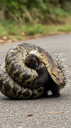 When Nature Strikes Python Coils Around Lamb in the Road! #randomanimal #snakestrike #wildlifeunfiltered | Aadhavi Cooking