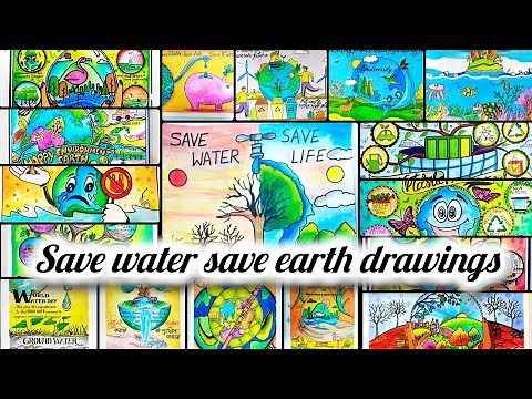 Save Water Save Earth Drawing / Save Water Save Life poster / World Water Day 2024