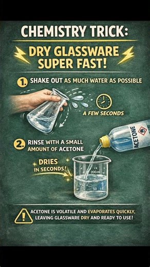 Chemistry lab trick to dry glassware in seconds! 🧪⚡