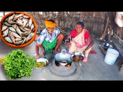 Desi puti fish curry and methi ahak vaji | cooking and eating by santali tribe old couple #fishcurry