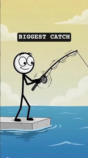He Caught a Fish… But NOT Like This! 😱🐟 #shorts #stickman #animation