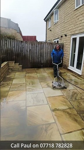 Indian Sandstone Patio Clean In Keighley. ‪@jetreadyuk‬