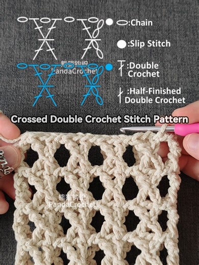 Crossed Double Crochet Stitch Pattern Tutorial