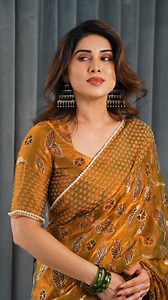 1.7K views · 16 reactions | Festive Glow in Every Drape ✨ Light up every haldi, sangeet & pooja with our handcrafted Fendy Chiffon Saree – detailed with foil & block prints, pearl lace, and tassel pallu.  Buy 2 Get 1 Free  Extra 10% OFF on Prepaid Orders  7-Day Easy Return | COD Available  Free Shipping Worldwide Tap to shop your festive favourite now!  | Almaari Fashion | Facebook