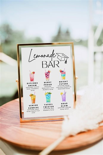 Lemonade Bar Sign, Lemonade Bar Mocktail Print, Graduation Party Drink Menu Template Poster Non Alcoholic Bar Grad Birthday Table Sign Decor - Etsy