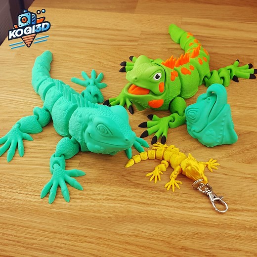 Print-in-place Iguana STL Bundle – Articulated Body   3 Head Options - Etsy