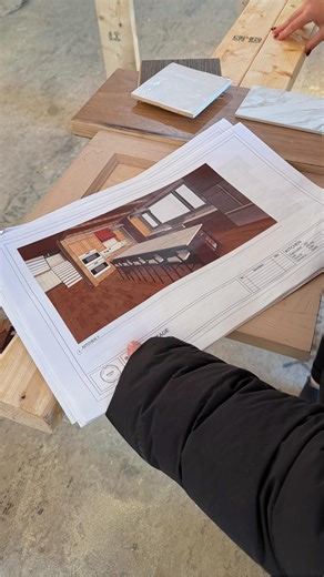 JK Studio — Huntsville Interior Design Firm on Instagram: "We love a hickory moment. For our East Coast Meets Muskoka kitchen, we’re going for custom, shaker style perimeter cabinets in light-toned hickory, stained to match the kitchen flooring. ⁠@dekton will be used for the countertop and backsplash while tile accents will be added above. ⁠ ⁠ We’re so excited to see this space coming together!⁠ ⁠ ⁠Construction: @grohcon⁠ ⁠ #jkstudioltd #jkstudio #jkstudiomuskoka #spacesmadeforliving #huntsville