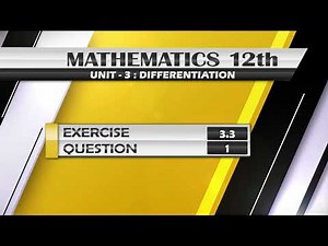 NEW Math 12th EXERCISE 3.3 Q.1 | DIFFERENTIATION |