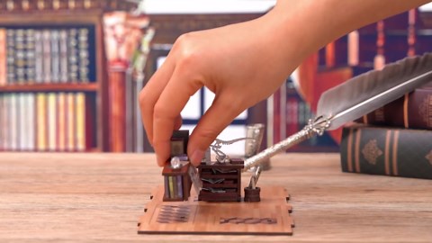 DIY Book Nook Kit for Adults, 3D Wooden Puzzle Bookend Bookshelf Insert Decor with LED Light and Dust Cover (Beyond Library)