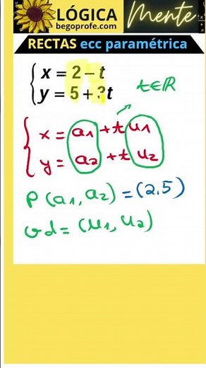 Ecuación paramétrica de la recta: punto, vector director y vector normal #maths #begoprofe