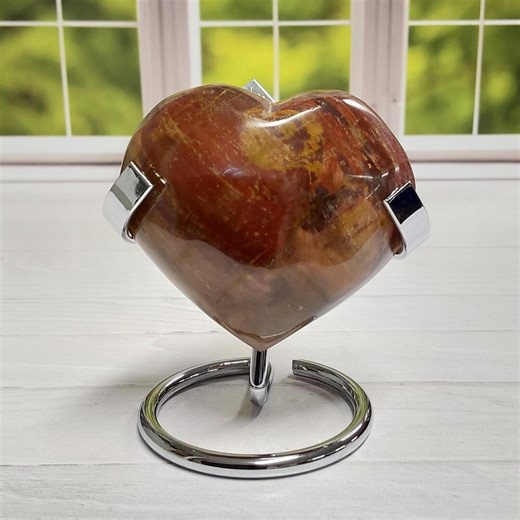 Rare Petrified Wood Heart - 768 - Carved Wood Heart, Valentine's Gift, Fossilized Wood, Quality Petrified Wood, Beautiful Autumn Colors, Red - Etsy