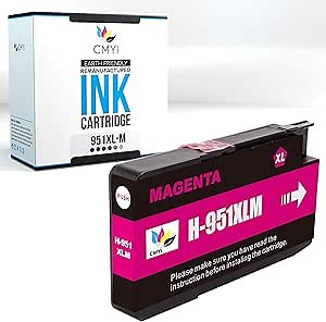 951XL Magenta Replacement Ink Cartridge for HP Officejet Pro 251dw, 276dw MFP, 8100 - N811a, 8600, 8600 Plus, 8600 Premium, 8610, 8615, 8616, 8620, 8625, 8630, 8640, 8660 Printers
