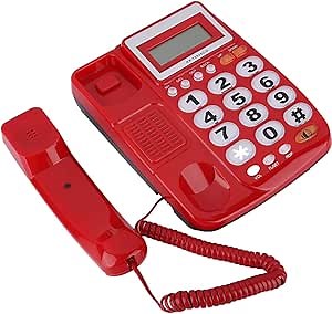 Pomya Desktop Corded Telephone - Landline Phone with Caller ID Display - with Speakerphone - Large Buttons - for Home,Office,Hotel,Business (Red)
