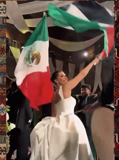 Palestinian Bride Celebrates Unity with Flags in Mexico