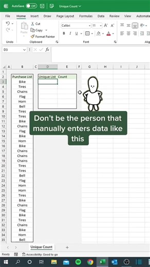 Count the number of occurrences of unique items #cheatsheets #excel #exceltips #googlesheets #spreadsheet #tutorial