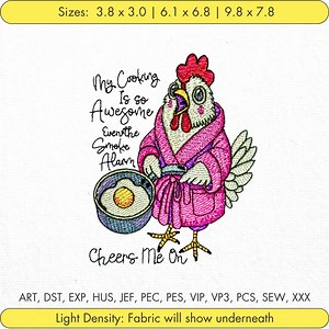 Funny Chicken Machine Embroidery Design Chicken Chef Embroidery Quirky Kitchen Embroidery Design Cooking Embroidery Pattern Instant Download - Etsy
