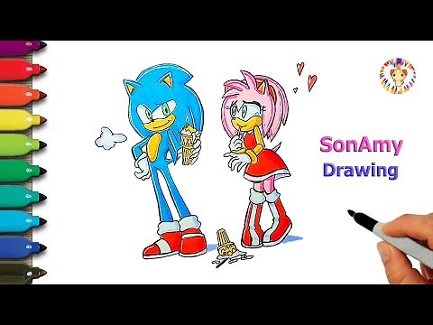 How to draw Sonic and Amy Rose 💙❤💙 Sonic and Amy Rose drawing easy step by step