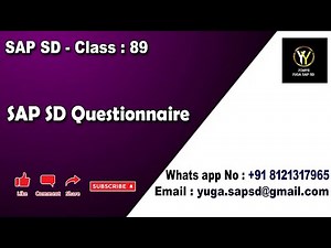 SAP SD: Class no- 89: SAP SD Questionnaire || Your's Yuga SAP SD