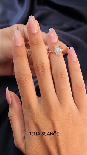 Yellow gold Oval Diamond Prong Set Engagement Ring with Pave Band