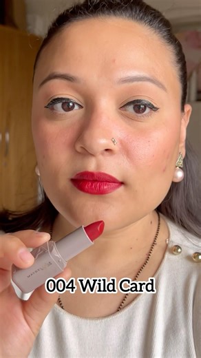 Maybelline Serum Lipstick (Matte) in the shade Wild card #swatches #lipsticklover #redlips #makeup