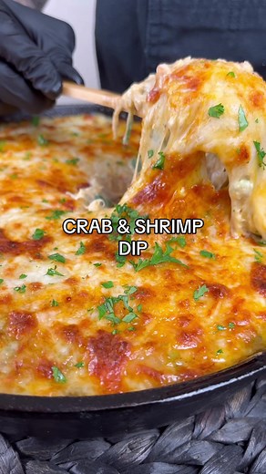 Spicy Crab and Shrimp Dip Save this recipe for my recipe on a super quick and easy spicy crab & shrimp dip. It’s loaded with cheese and chunks of seafood. To make it spicy, I only added hot sauce because .. kids 🫠 but please feel free to add some jalapeños or serrano peppers to give it an extra kick! Feeds 8-10 people Ingredients: - 1/2 block @phillycreamchs - 1 1/2 cup mayo - 2 1/2 cup mixed cheese (Mexican blend & mozzarella) - 1 1/2 cup sliced green onions - 1 lb shrimp (minced) - 7 oz lump 