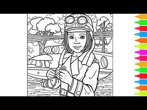 Coloring Helicopter Pilot, The Fastest Racer in The World, The Fastest Cyclist | Coloring Book Pages