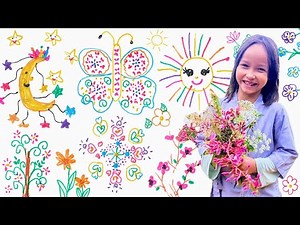 17 Easy Drawing Ideas by 6-Year-Old Kid Artist Mia Mai | Flowers, Trees, Suns, Mandala | Cute Art