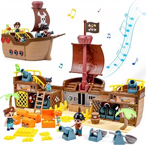 JoyStone Brown Pirate Boat Toys for Kids, Toy Ship for Pirate Playhouse, Creative Building Toys, Great Birthday Gift for Boys & Girls Ages 3+ - Walmart.com