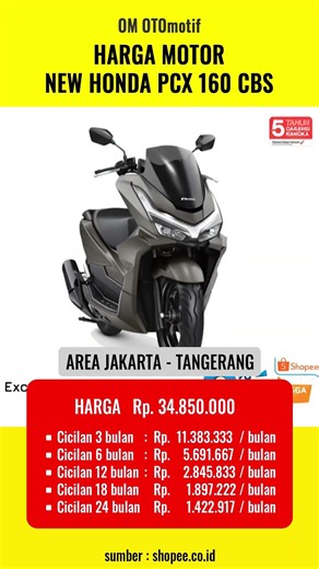 Harga New Honda PCX 160 CBS 2026 Matte Silver Motorcycle Sepeda Motor