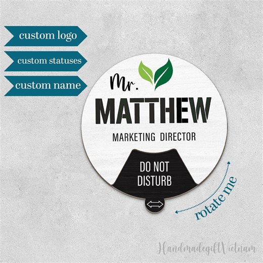 Custom Rotating Office Name Sign, Spinning Office Hanging Sign, Work Status Door Hanger, Male Private Office Sign, Door Sign Office - Etsy