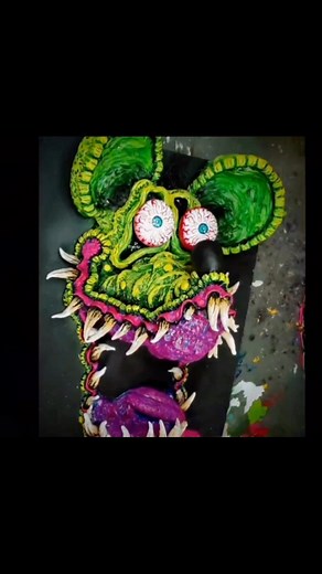 Rat Fink Art Contest resumes Monday at 9AM! Here’s one from @lunakustoms 👍Repost👉 @lunakustoms Painting progress.... #handpainted #sculptureart #ratfink #kustomkulture #lowbrowart | Gnarly Magazine