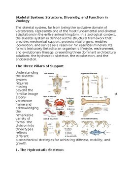 Skeletal System in Zoology Sub-Plan Classwork Homework
