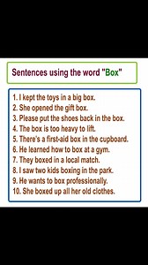 2.1K views · 84 reactions | English Learning Vocabulary Tutorial 19105197232 Learn English Sentences using the word "Box" #english #englishteacher #englishvocabulary #Vocabulary #vocabularybuilding | English Learning | Facebook