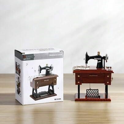 1pc 2026 New Vintage Sewing Machine Music Box, Mechanical Model Art Sculpture With Musical Movement, Nostalgic Creative Gift Suitable For Desk Display - Perfect Gift For Birthday, Boy, Girl, Easter, Valentine's Day | SHEIN
