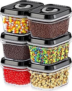 DWËLLZA KITCHEN Mini Airtight Food Storage Containers with Lids – Set of 6 Clear Plastic Small Pantry Containers for Spices, Candy, Nuts, Coffee or Tea, BPA-Free, Keeps Food Fresh & Dry