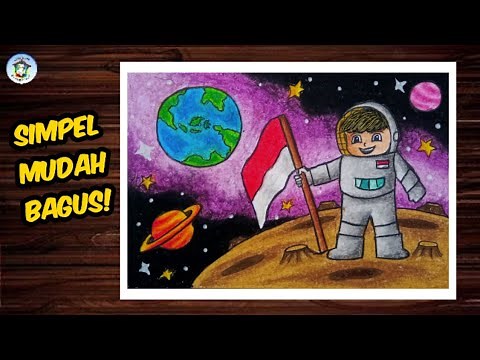 Cara Menggambar Astronot dan Luar Angkasa dengan Crayon Oil Pastel