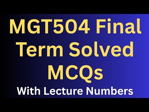 MGT504 Final Term Preparation Solved MCQs Lecture Wise