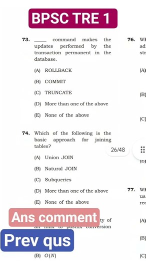 BPSC Tre previous years question|computer science|